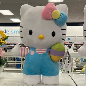 NWT Hello Kitty Plush Easter Door Greeter w/ Easter Eggs &  Blue Overalls